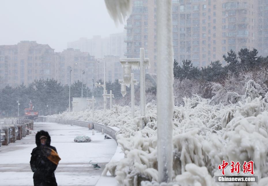 山东威海现冰凌景观 宛若“冰雪世界”