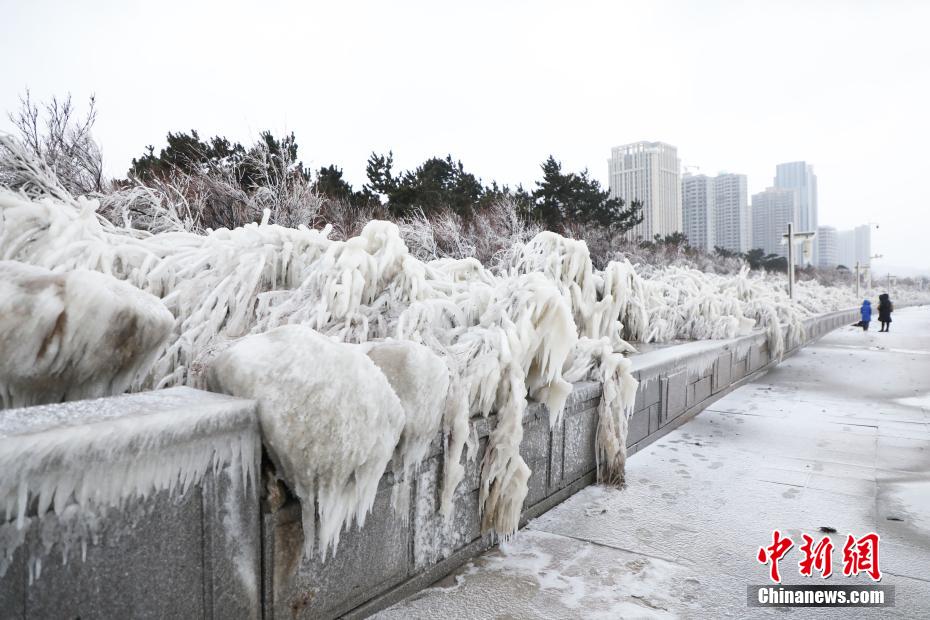 山东威海现冰凌景观 宛若“冰雪世界”